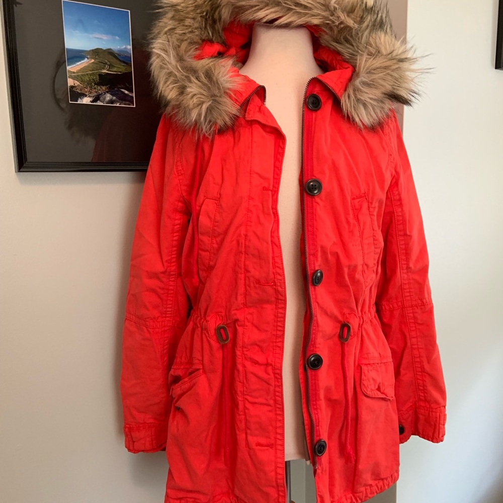 Gap Twill Fur-Lined Anorak Size Medium (B)